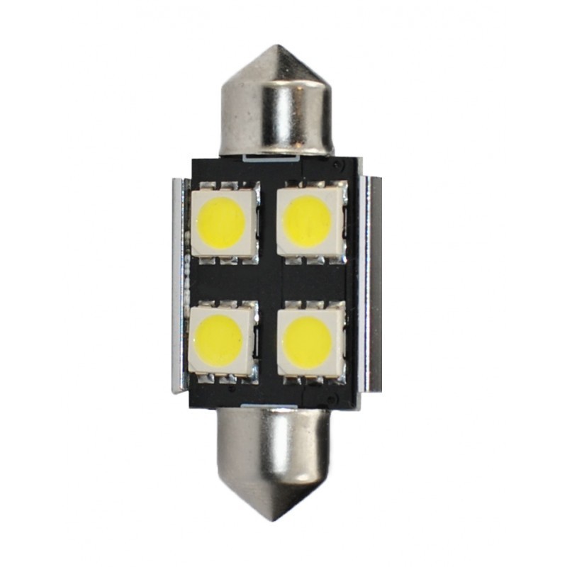 Ampoule Navette 36 x 10 mm 4 LED Blanc C5W 12V CANBUS