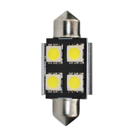 Ampoule Navette 36 x 10 mm 4 LED Blanc C5W 12V CANBUS