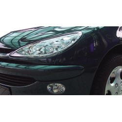 CONTOURS PHARE AVANT CHROME DROIT & GAUCHE  POUR PEUGEOT 206