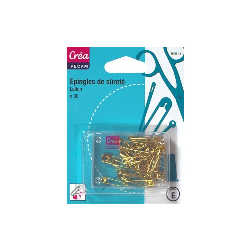 30 EPINGLES DE SURETE LAITON TAILLES ASSORTIE 19à27mm CREA PECAM