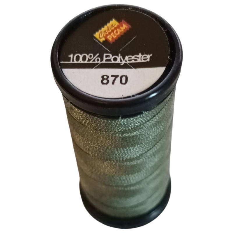 BOBINES FIL 200M polyester LICHEN (870) tous textiles a main ou machine CREA PECAM