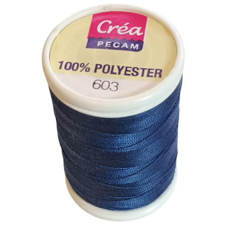 BOBINES FIL 500M polyester MARINE (603) tous textiles a main ou machin