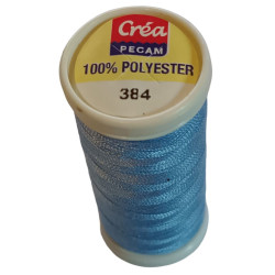 BOBINES FIL 200M polyester BLEU CIEL (384)  tous textiles a main ou ma