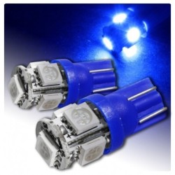 2 AMPOULES LED BLEU T10 AUTOLED 5 LEDs SMD W5W