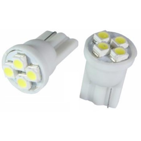 2 AMPOULES LED 4 SMD T10  AUTOLED culot W5W 12V BLANC style XENON