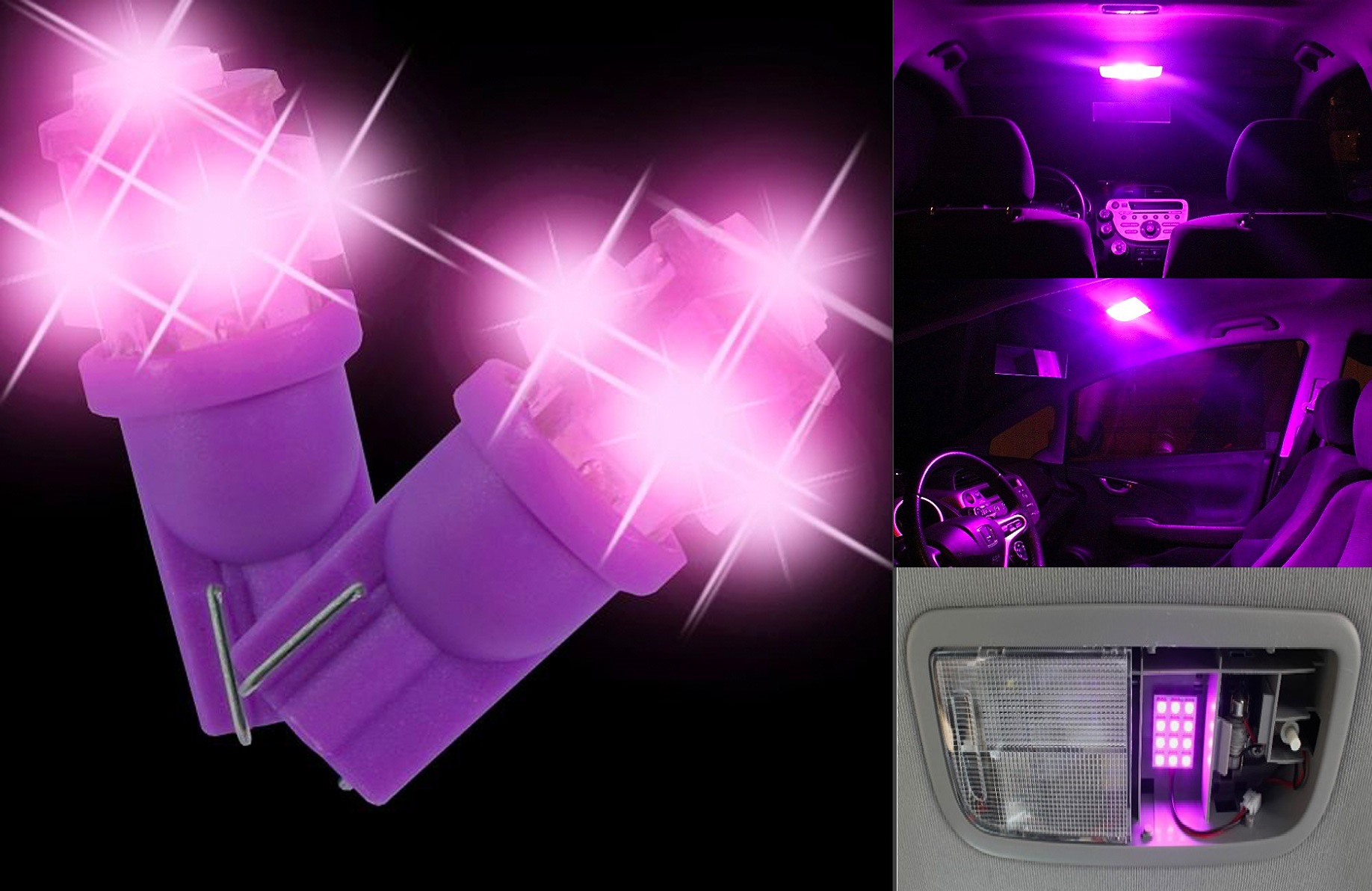 Ampoule LED W5W Violet / Fucshia / LED T10 Violet 5 LEDS 💡