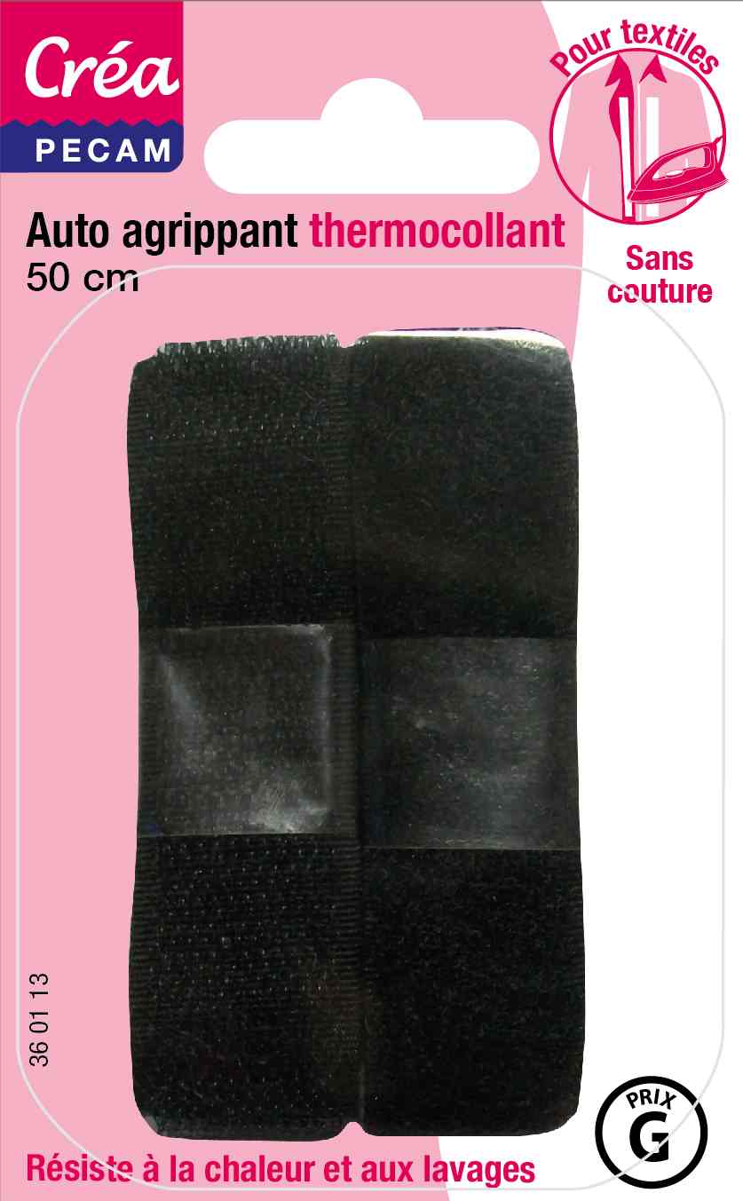Auto-agrippant adhésif de marque VELCRO® PS30 - noir - 50mm x 1m -  champignon